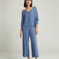 Breathable Modal Loungewear Set – Button-Front Top & Pants
