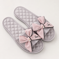 Satin Bow Open-Toe Slippers – Quilted Everyday Comfort