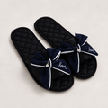 Satin Bow Open-Toe Slippers – Quilted Everyday Comfort