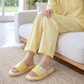 Soft Woven Open-Toe Indoor Slippers – Lightweight Fabric Slides for Calm Home Comfort