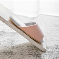 Pink textured wide-band house slipper side profile