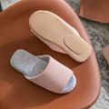 Pink wide-band house slipper upper and outsole detail