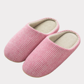 Fine-stripe closed-toe house slippers alternate product view