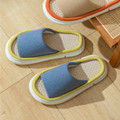 Women Linen Slippers with EVA Sole, Unisex Anti-slip Light Weight House Shoes for Couple, High Heel House Slippers