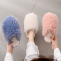 Plush faux fur house slippers styled for home