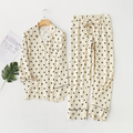 Viscose Relaxed Fit Pajama Set – Polka Dot Print Sleepwear