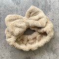 Stretch Plush Bow Headband – Multiple Colors for Skincare