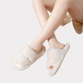 Plush double-band indoor slippers - styled product view
