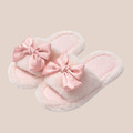 Plush Bow Accent Slide – Cozy Indoor Slippers for Women