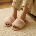Fluffy Faux Fur Slide Slippers – Soft Open-Toe House Comfort
