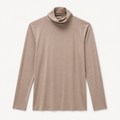 Khaki Essential Modal Turtleneck Top flat lay showing smooth lightweight drape