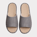Natural Linen Open-Toe Indoor House Slippers with Woven Footbed and Breathable Comfort