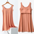 Orange Essential modal lounge dress showing front and integrated bra construction