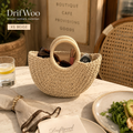 Handwoven Palm Arc Tote – Round Handle Straw Bag