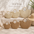 Handwoven Palm Arc Tote – Round Handle Straw Bag