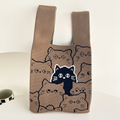 Cat Knit Mini Carry Bag – Soft Woven Handheld Pouch with Playful Animal Motif