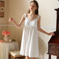 Soft Cotton Lace-Trim Midi Nightgown – Feminine Sleep Dress for Home Rituals