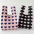 Heart Jacquard Knot Bag – Soft Knit Mini Tote for Gifting & Everyday