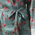 Silky Drape Kimono-Collar Pajama Set – Magnolia Blue Floral