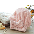 Mauve pink bow hair towel displayed with ivory and khaki color options