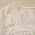 Back and side silhouette of lace trim viscose maxi nightgown