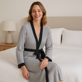 Plush Knit Drape Robe – Contrast Trim Loungewear Wrap