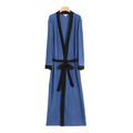 Plush Knit Drape Robe – Contrast Trim Loungewear Wrap