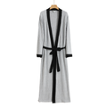 Plush Knit Drape Robe – Contrast Trim Loungewear Wrap