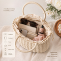 SunWeave Oval Frame – Woven Picnic Tote with Drawstring Liner