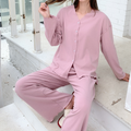 Soft Knit Lounge Set – V-Neck Pajamas in Cozy Derong Fabric