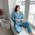 Soft Knit Lounge Set – V-Neck Pajamas in Cozy Derong Fabric