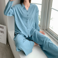 Soft Knit Lounge Set – V-Neck Pajamas in Cozy Derong Fabric