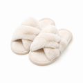 Plush Faux Fur Crisscross Open-Toe Indoor House Slippers with Cloud-Soft Comfort