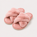Women’s plush crossband open-toe house slippers - main product view
