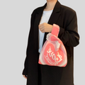 Heart Knit Gift Bag – Soft Drawstring Carry Bag with Love Motif