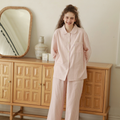Cotton Stripe Relaxed Pajama Set – Long Sleeve Button-Front Top & Easy Lounge Pants