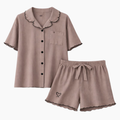 Petal Edge modal short pajama set in Taupe, flat lay