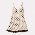 Viscose Slip Nightdress – Polka Dot Lace Trim Sleep Dress