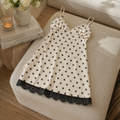 Viscose Slip Nightdress – Polka Dot Lace Trim Sleep Dress