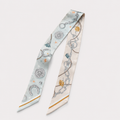 Silk Twilly Scarf – Equestrian Print Hair Neck & Bag Accessory