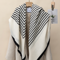 100% Wool Square Scarf – Geometric Border Wrap