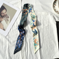 Premium Faux Silk Twilly Scarf – Woodland Print Ribbon Scarf