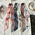 Premium Faux Silk Twilly Scarf – Woodland Print Ribbon Scarf