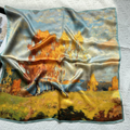 100% Mulberry Silk Square Scarf – Artistic Print Neck Scarf