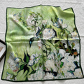 100% Mulberry Silk Square Scarf – Artistic Print Neck Scarf