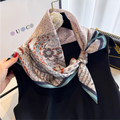 100% Mulberry Silk Square Scarf – Artistic Print Neck Scarf