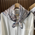 100% Mulberry Silk Square Scarf – Artistic Print Neck Scarf