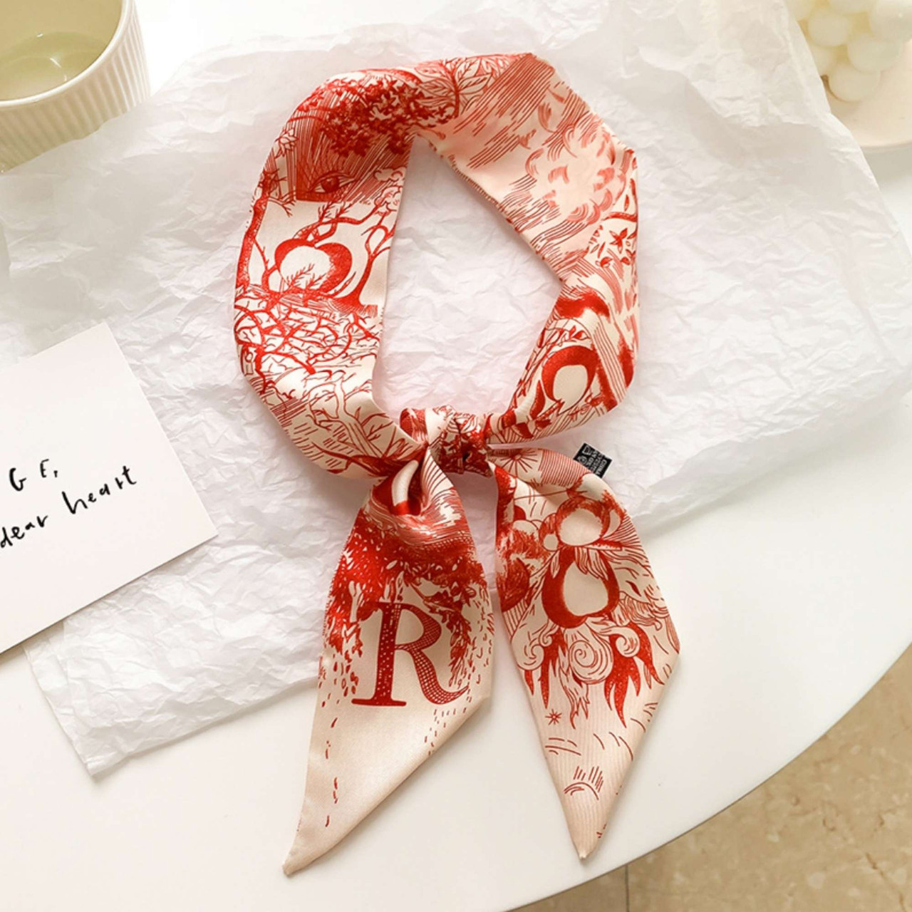 Handbag Initial Handle Ribbon Scarf| Purse Scarf| Band Hair| Neckerchief  Scarf