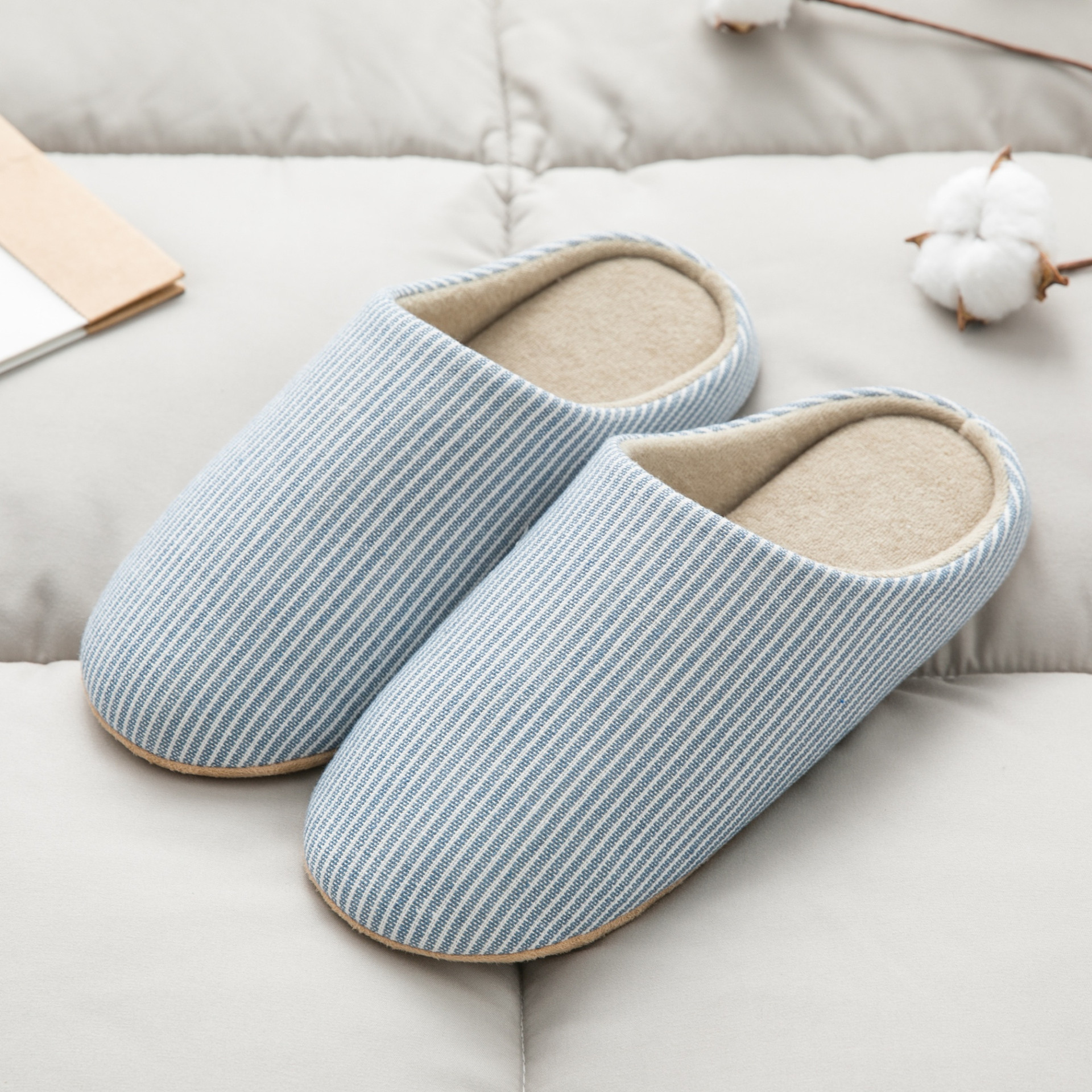 Women Quiet House Slippers Men Closed Toe Indoor Slippers with Memory Foam, Guests Slippers