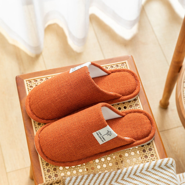 Women Cotton Flax Closed-toe House Slippers, Guests Slippers | Hotel Slippers